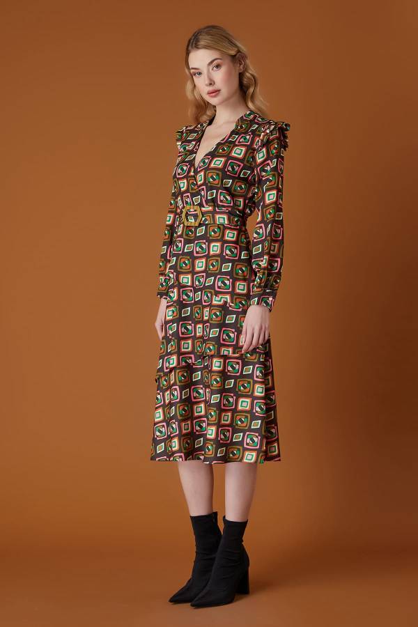 Grafik desenli elbise