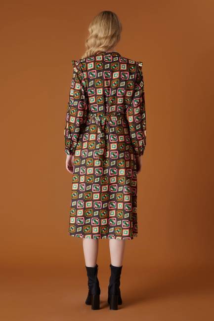 Grafik desenli elbise - Thumbnail