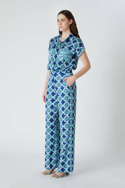 Grafik desenli floş gömlek - Thumbnail