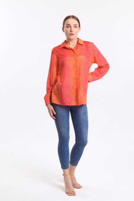 Grafik desenli gömlek - Thumbnail