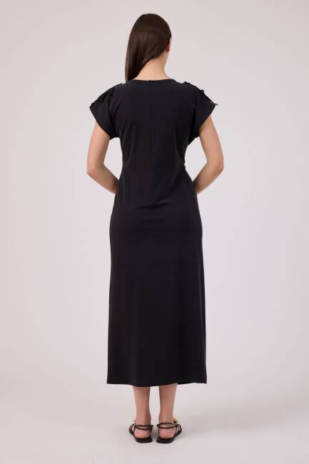 Güpür detaylı örme elbise - Thumbnail