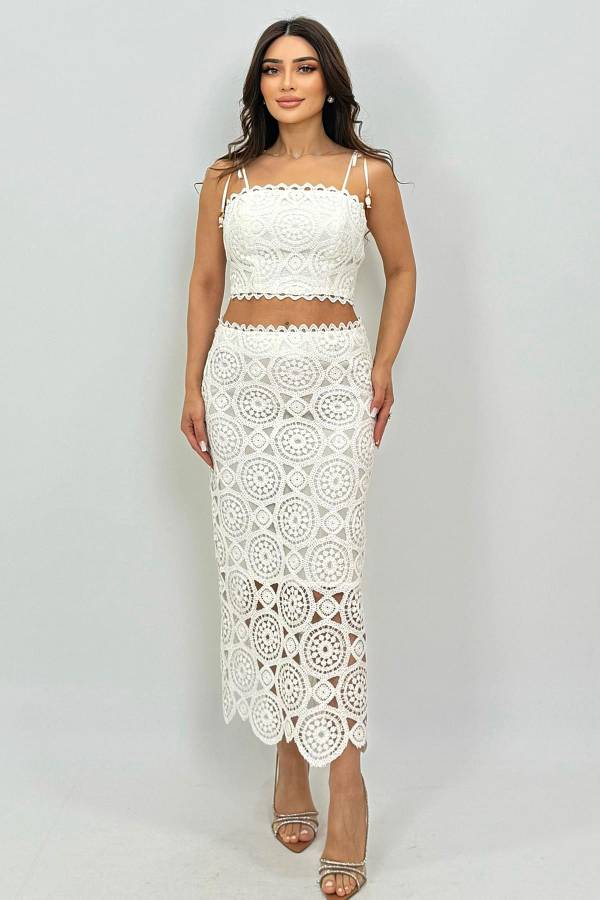 Güpürlü dizaltı etek