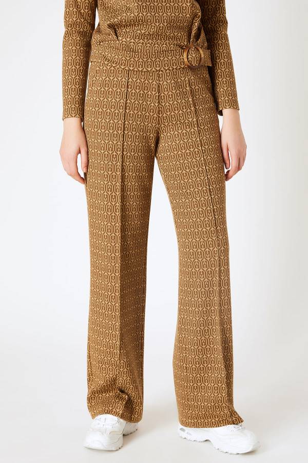 Jakar desenli örme pantolon