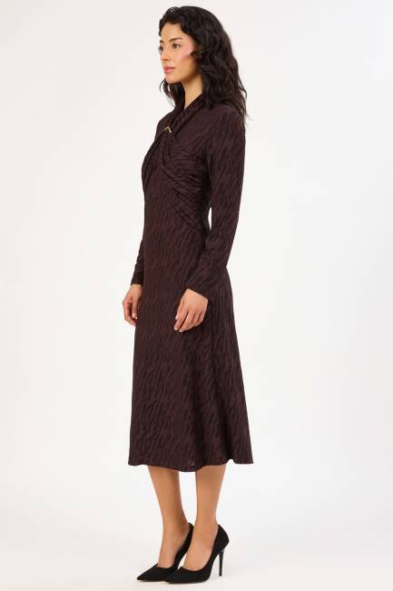 Jakar dokulu likralı örme elbise - Thumbnail