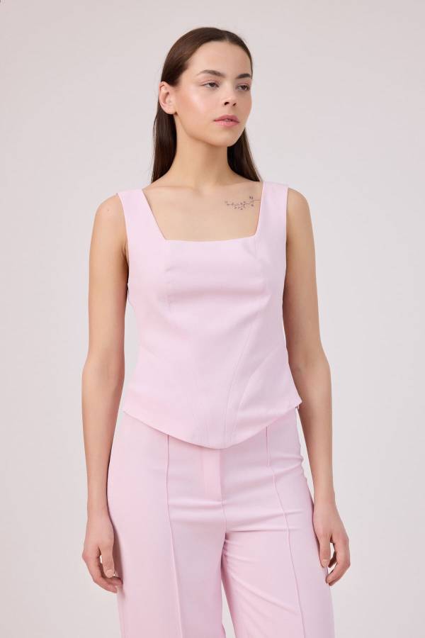 Kare yakalı krep bustiyer