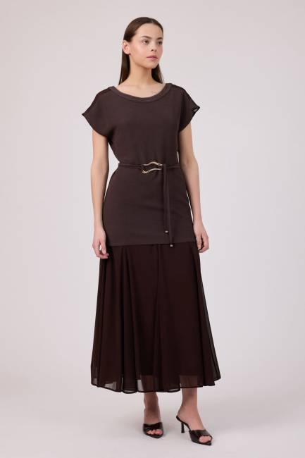 Fever - Katmanlı şifon geçişli elbise