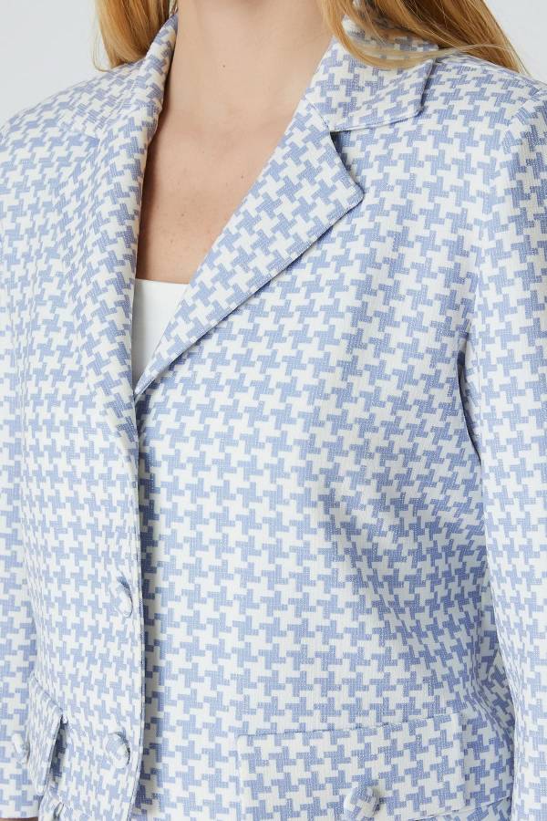 Kazayağı desenli kısa ceket