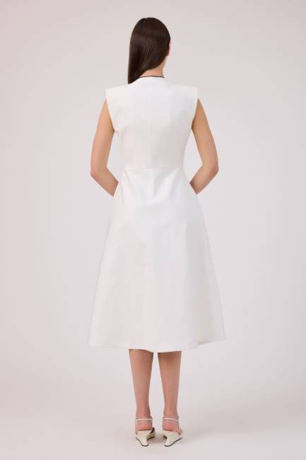 Kontrast biyeli anvelop elbise - Thumbnail