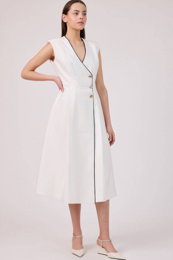 Kontrast biyeli anvelop elbise