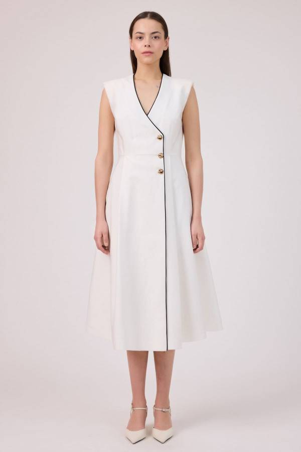 Kontrast biyeli anvelop elbise