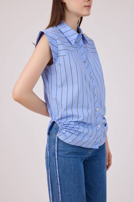 Fever - Kontrast çizgili poplin gömlek (1)