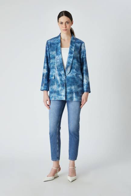 Fever - Kontrast payetli blazer ceket (1)