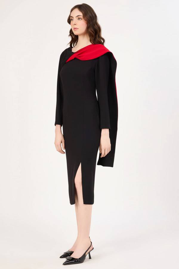 Fever - Kontrast şal detaylı elbise (1)