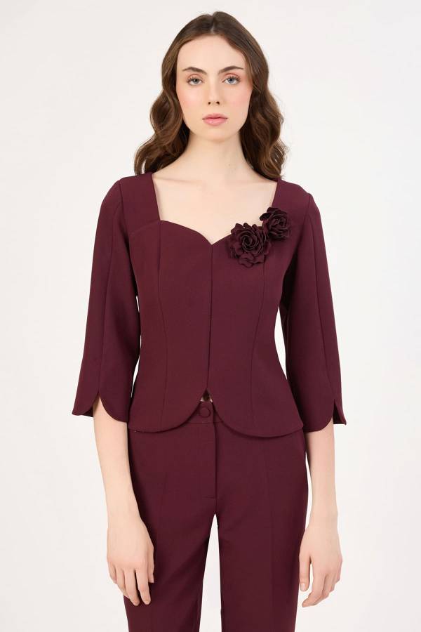  - Krep dokulu likralı bluz