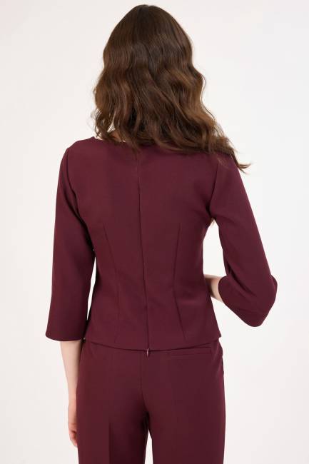 Krep dokulu likralı bluz - Thumbnail