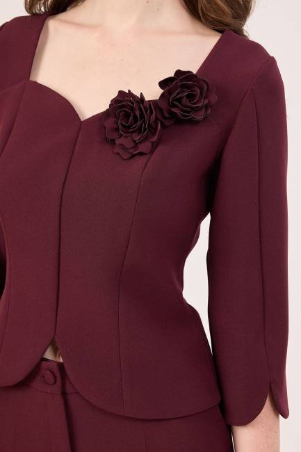 Krep dokulu likralı bluz - Thumbnail