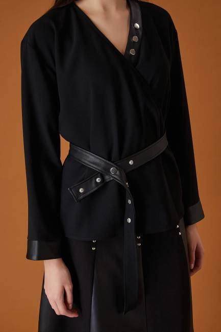 Fever - Kruvaze yakalı krep bluz (1)