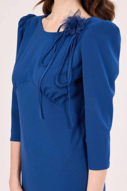 Likralı krep örme elbise - Thumbnail