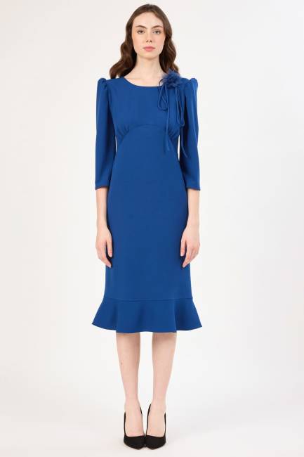 Likralı krep örme elbise - Thumbnail