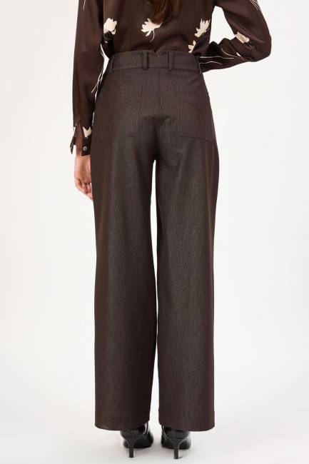 Likralı palazzo denim pantolon - Thumbnail