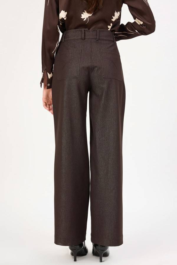 Likralı palazzo denim pantolon