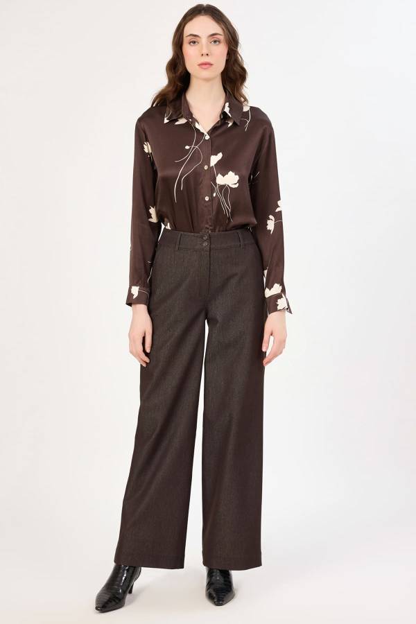 Likralı palazzo denim pantolon