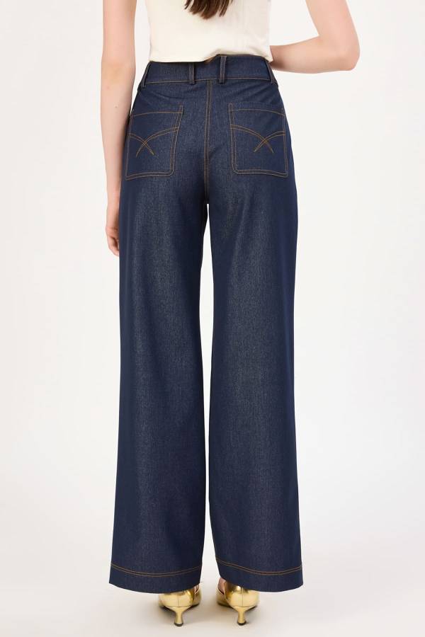 Likralı palazzo denim pantolon