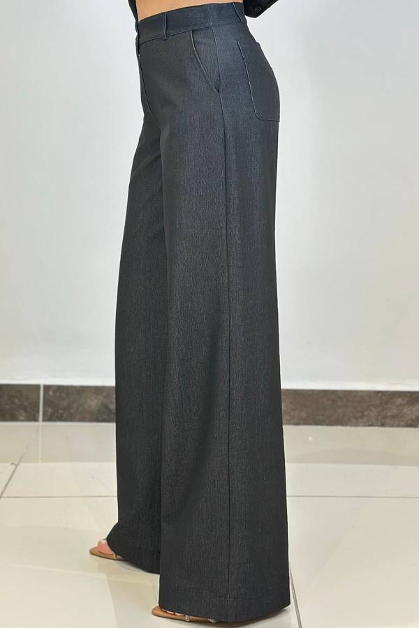 Likralı palazzo denim pantolon