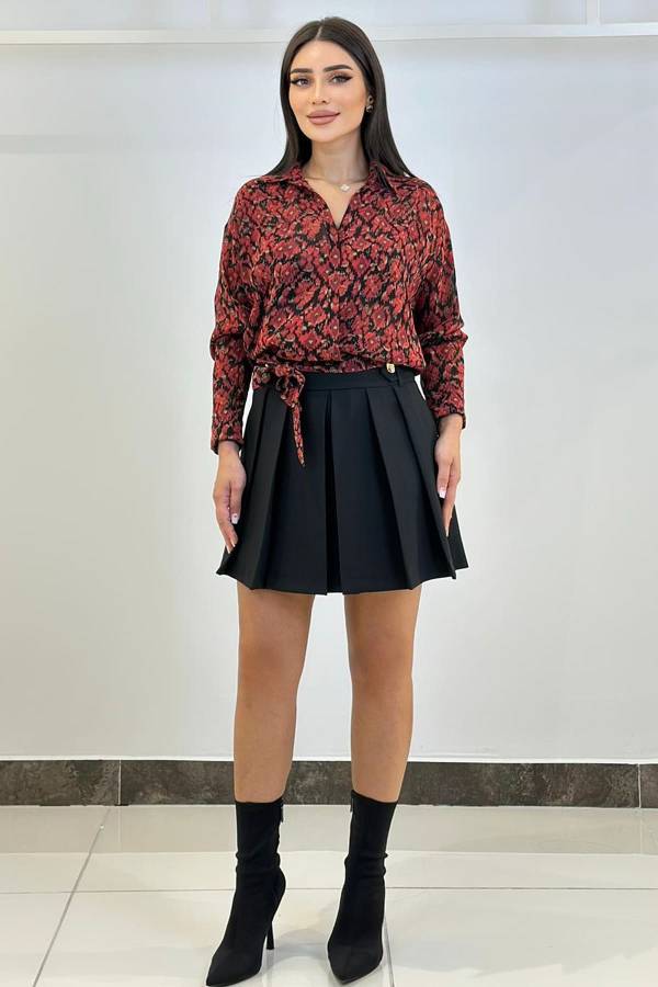 Fever - Likralı pileli şort etek