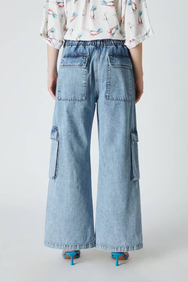 Mavi denim kargo pantolon