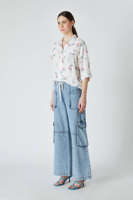 Fever - Mavi denim kargo pantolon (1)