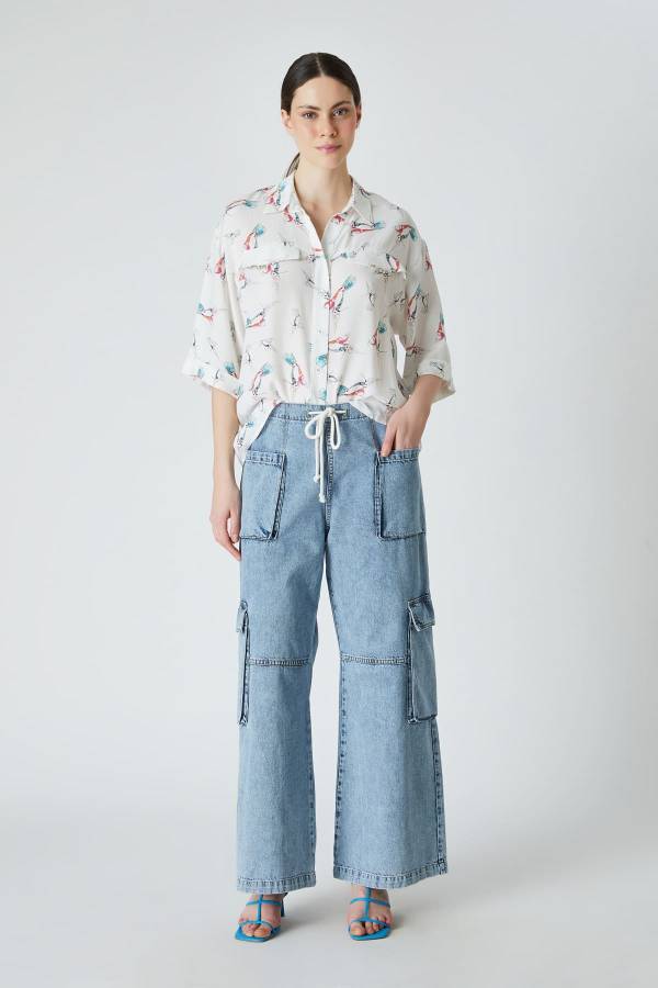 Mavi denim kargo pantolon