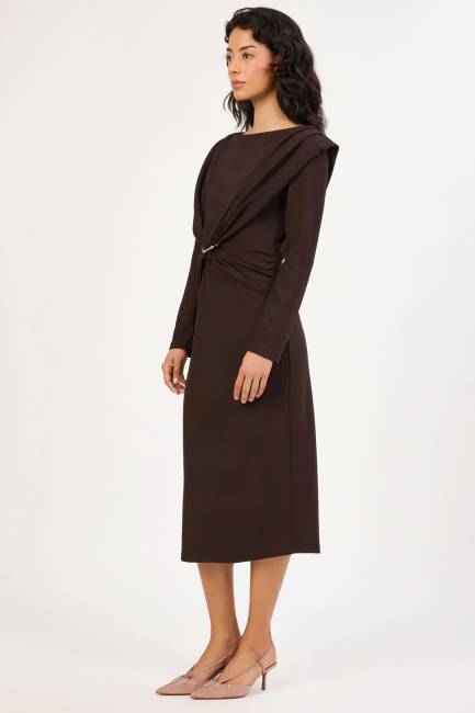 Metal tokalı likralı örme elbise - Thumbnail