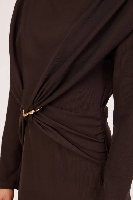 Metal tokalı likralı örme elbise - Thumbnail