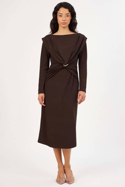 Metal tokalı likralı örme elbise - Thumbnail