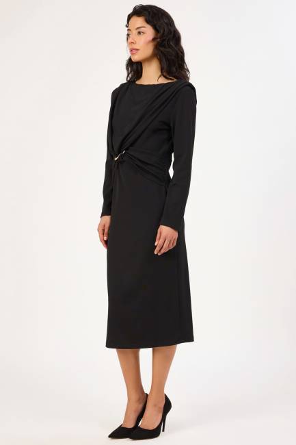 Metal tokalı likralı örme elbise - Thumbnail