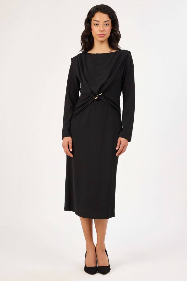 Metal tokalı likralı örme elbise Metal tokalı likralı örme elbise