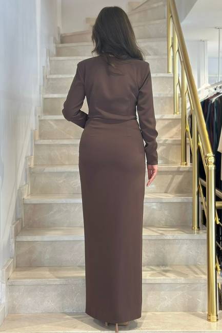 Minimal aksesuar pencere detaylı elbise - Thumbnail