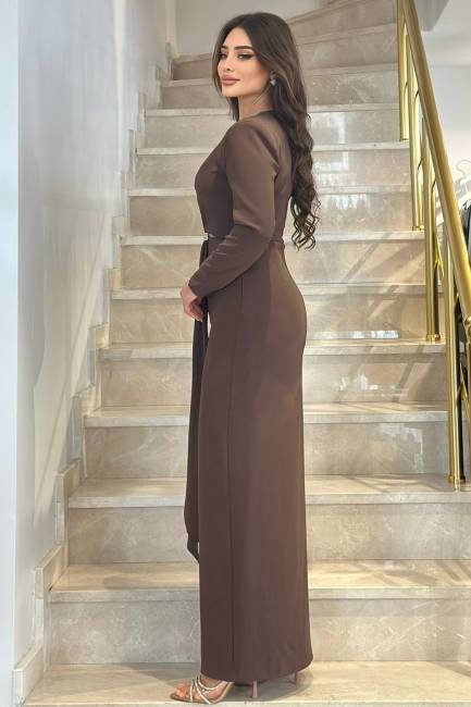 Minimal aksesuar pencere detaylı elbise - Thumbnail