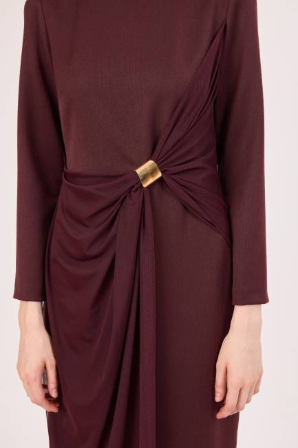 Minimal toka detaylı çift parça kombinli elbise - Thumbnail