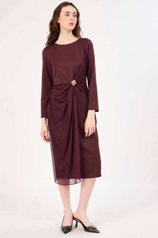 Minimal toka detaylı çift parça kombinli elbise