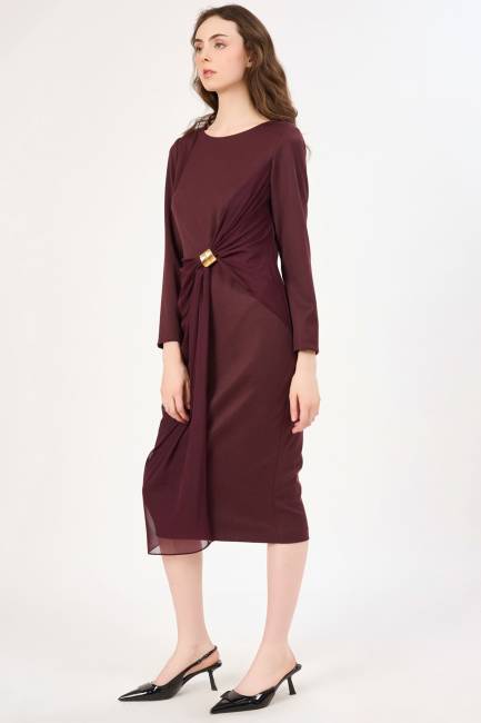 Minimal toka detaylı çift parça kombinli elbise - Thumbnail