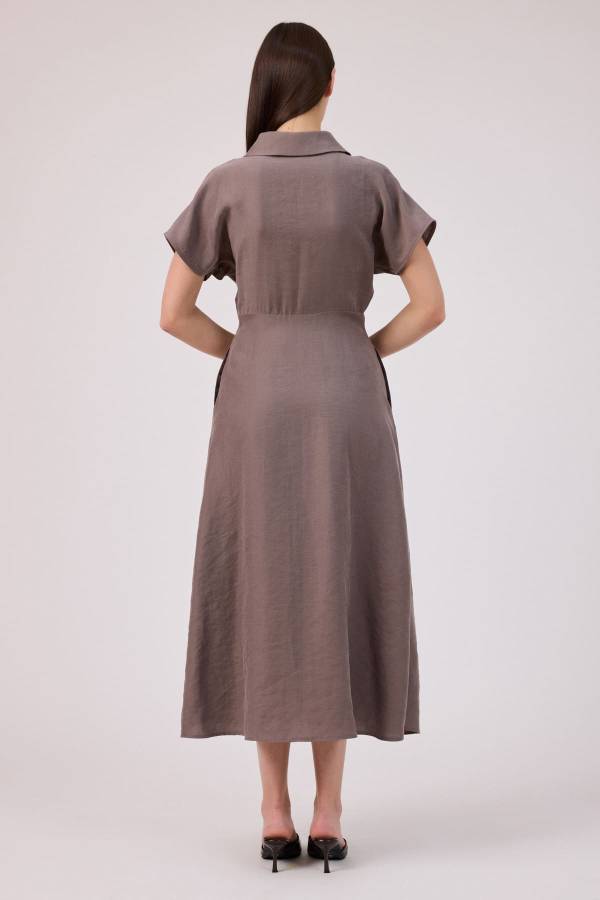 Nakış detaylı tencel elbise