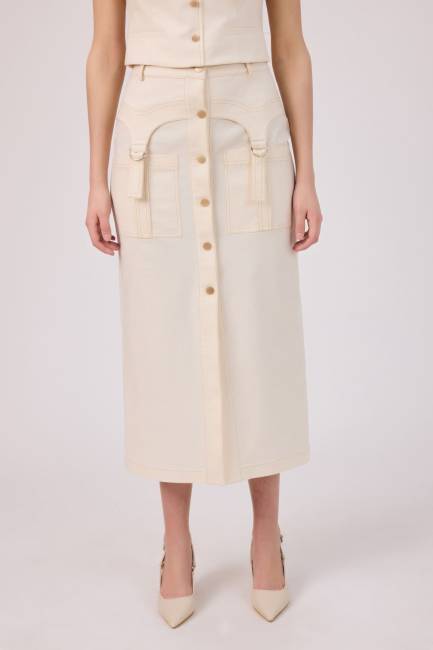 Fever - Naturel denim cepli etek (1)