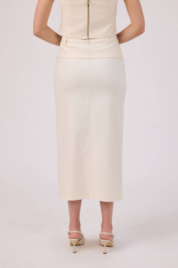 Naturel denim cepli etek