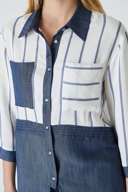 Fever - Nervür detaylı viskon gömlek (1)