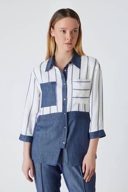 Fever - Nervür detaylı viskon gömlek