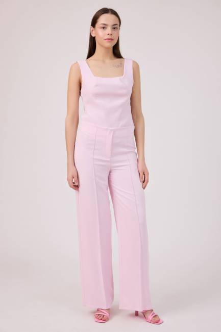 Nervür dikişli krep pantolon - Thumbnail