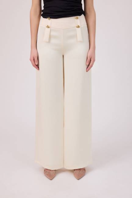 Fever - Nervür kemerli krep saten pantolon (1)