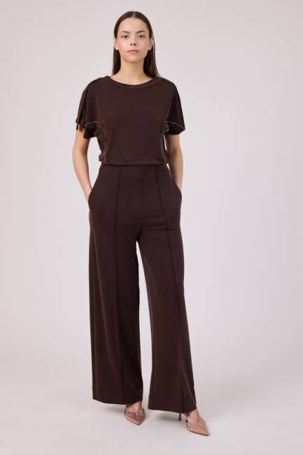 Nervürlü tensel örme pantolon - Thumbnail